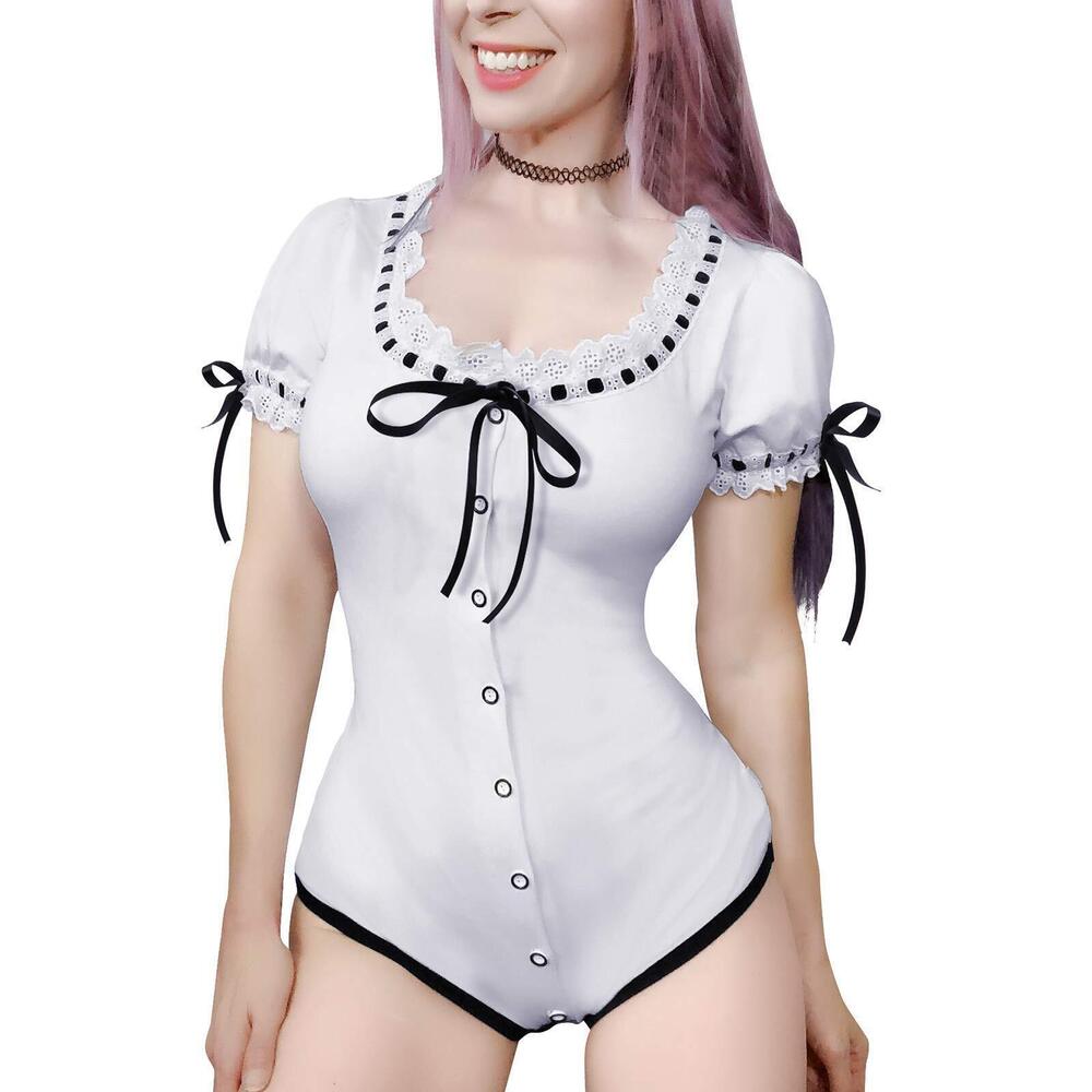 9277 Cotton Romper Pajamas Bodysuit - Lolita Onesie M White